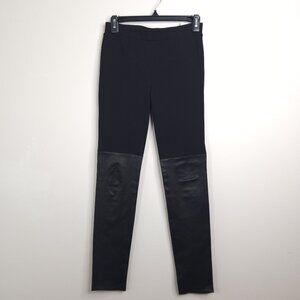 Vince Black Ponte Knit & Lamb Leather Leggings XS